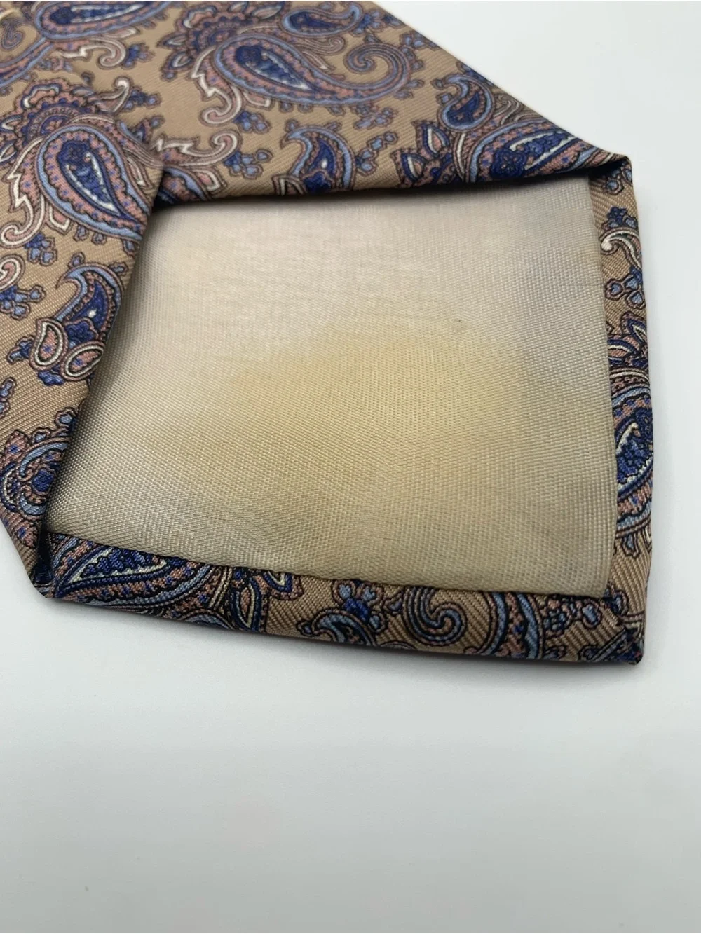 Classic Beige Paisley Men's Tie - Blue Paisley Pattern